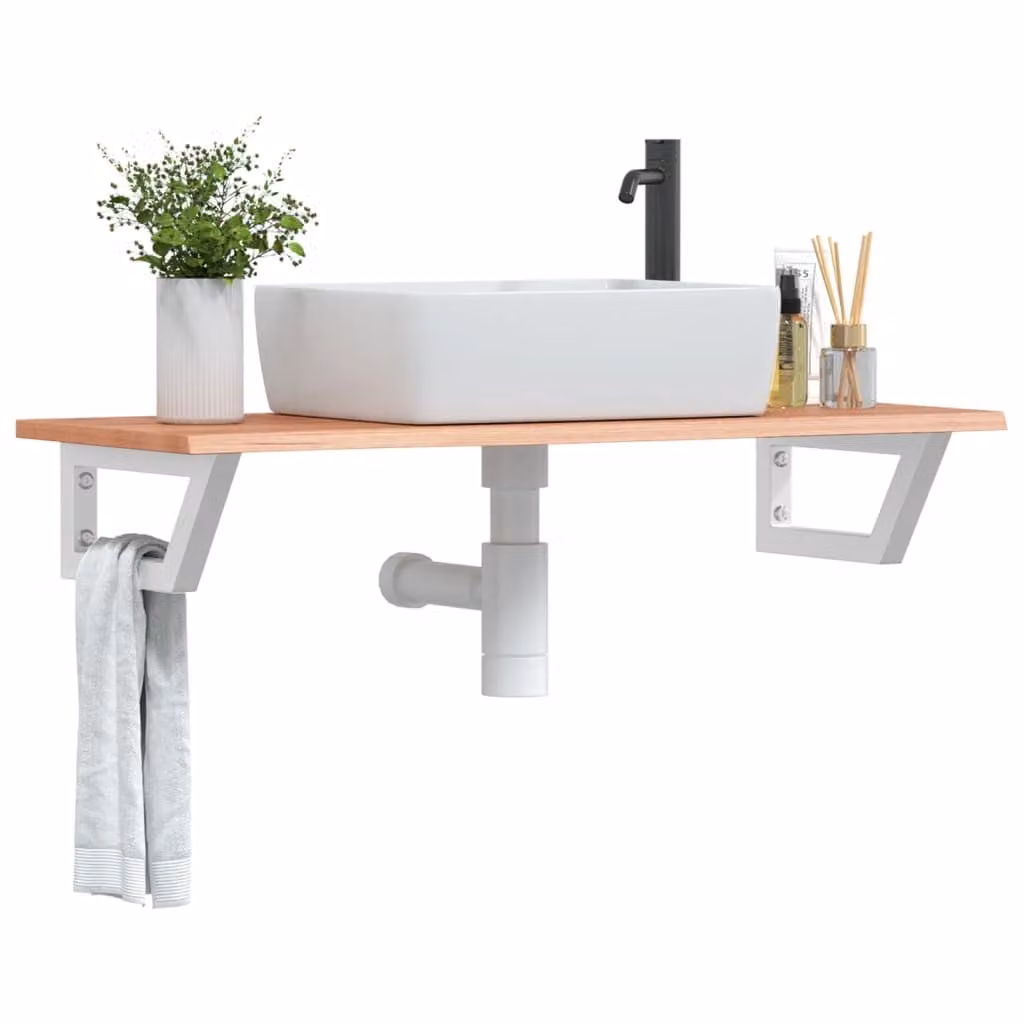 vidaXL Ripiano a Parete per Lavabo Moderno in Rovere e Metallo, L/P/H: 40 x 17 x 40 cm