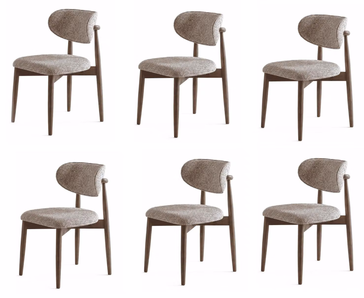 Set di sedie beige, composto da 6 sedie da pranzo, imbottite, dal design moderno