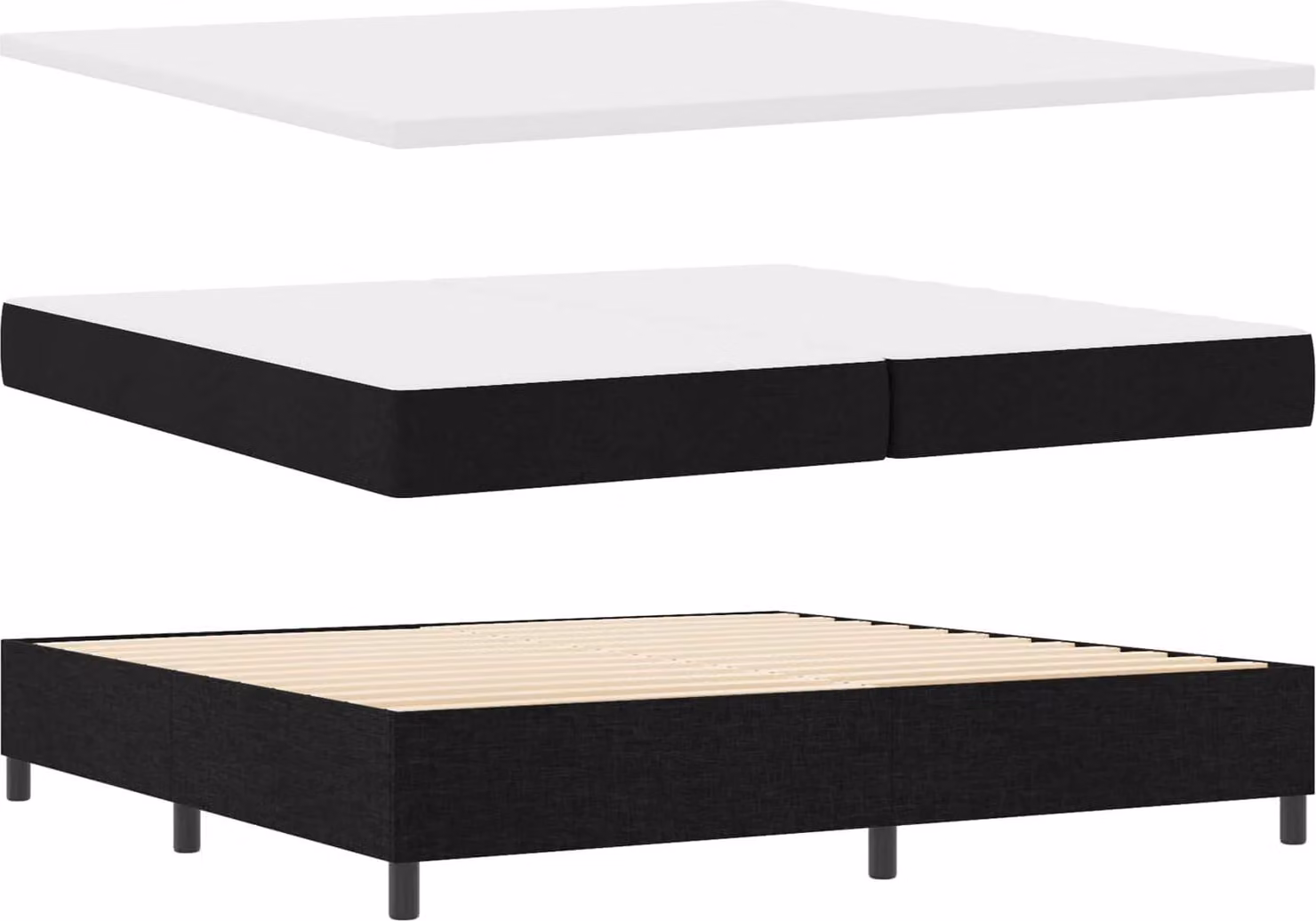 Maison Exclusive - Letto boxspring con materasso e illuminazione a LED, nero, 200 x 200 cm, rivestimento in tessuto