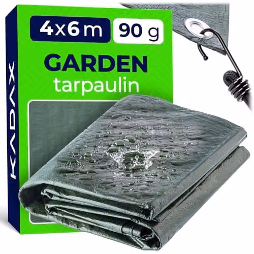 KADAX Telone Impermeabile da 90 g/m² con Occhielli per Esterno, Telo Occhiellato per Copertura di Legna, Piscine e Mobili da Giardino (Verde, 4x6 m)