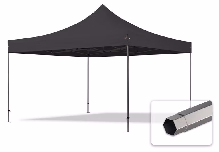 TOOLPORT 4x4 m gazebo pieghevole PVC, PREMIUM acciaio, nero