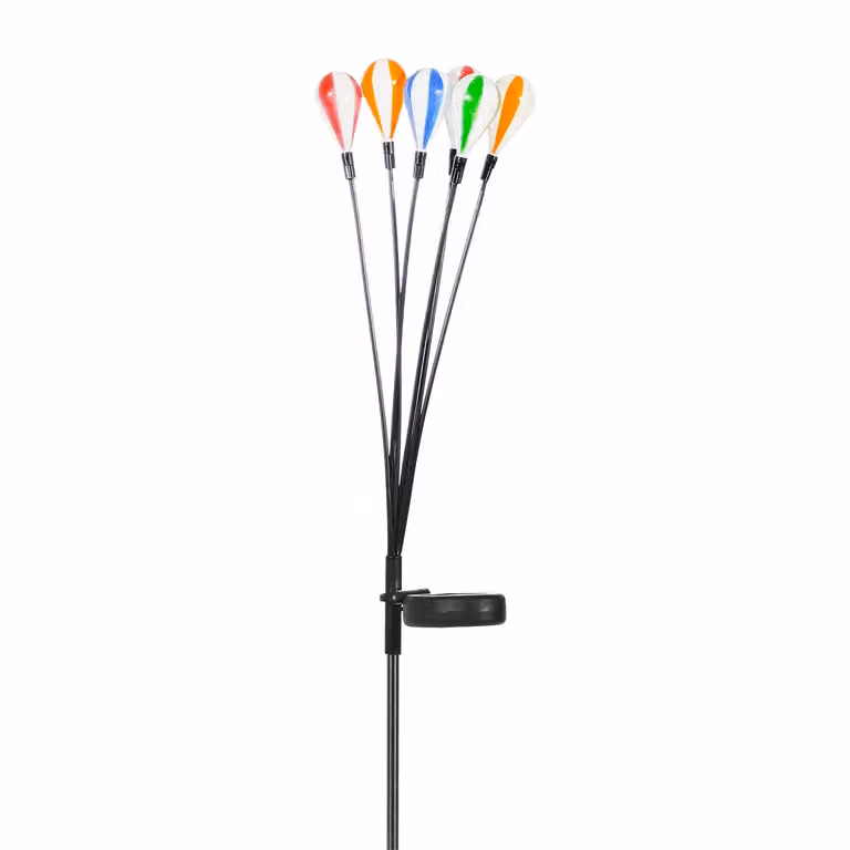 DICTROLUX Lampada Solare LED da Giardino a Forma di Mongolfiera Multicolore, Altezza: 71 cm