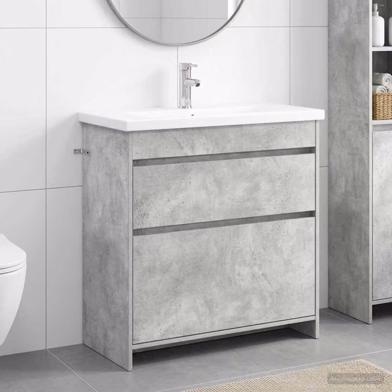 Set di mobili per il bagno moderni vidaXL in MDF Grigio opaco L: 81 cm, P: 40 cm, H: 84,5 cm