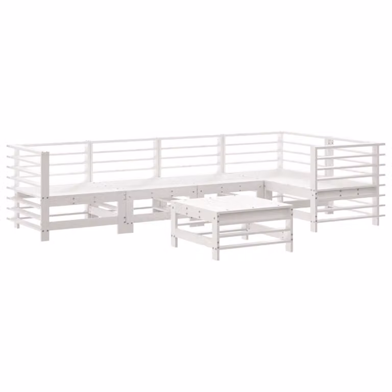 Set Salotto da Giardino 6 pz Bianco in Legno Massello di Pino