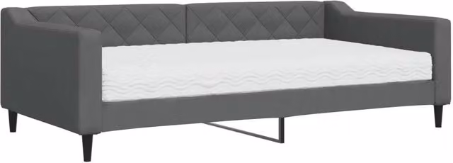 Divano letto | Sof¨¤ letto | Letto singolo con Materasso Grigio Scuro 100x200 cm in Tessuto