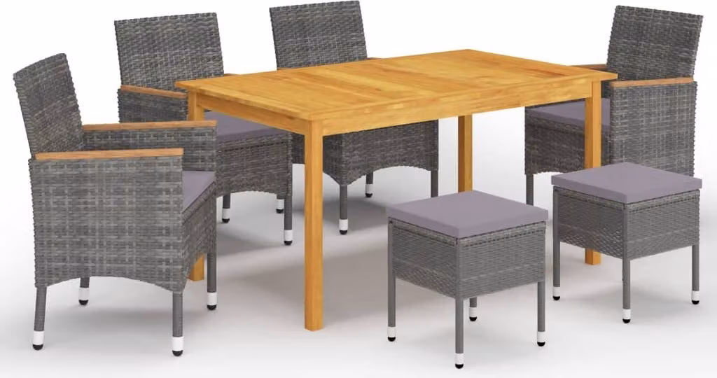 Maison Exclusive - Set da pranzo da giardino da 7 pezzi, grigio