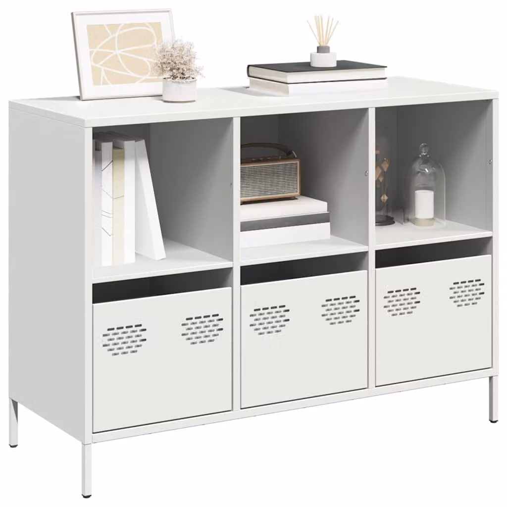 vidaXL Credenza Bianca in Metallo con Finitura Opaca L: 101,5 cm, P: 39 cm, H: 73,5 cm