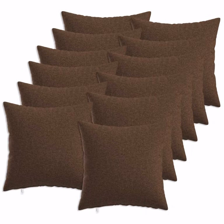Set di 12 cuscini quadrati vidaXL HEERLEN marroni in tessuto con fodera lavabile L/P/H: 40 x 40 x 40 cm