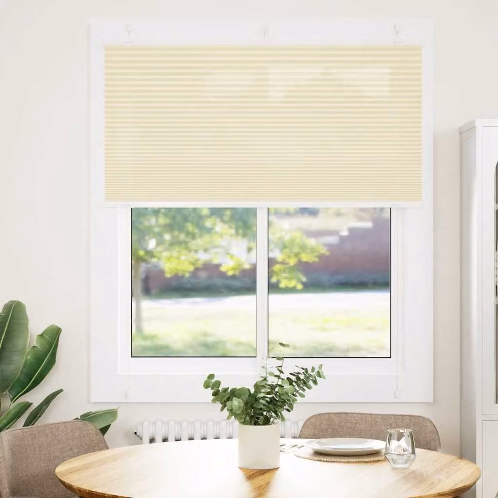 vidaXL Tenda Plissettata Crema 115x100 cm Larghezza Tessuto 114,4 cm