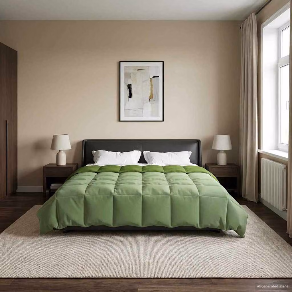 Piumino estivo traspirante e reversibile vidaXL in microfibra verde 200 x 200 cm