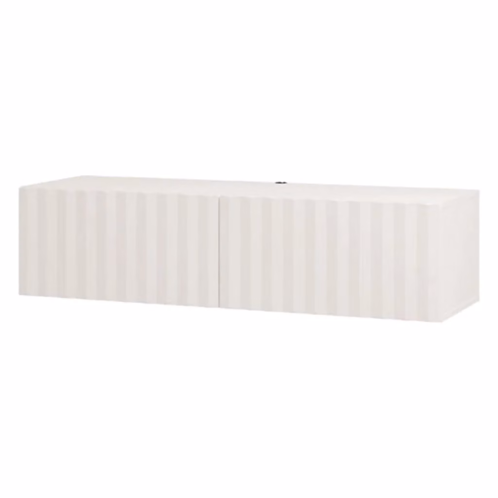 Mobile porta TV Vetto DMORA con un ripiano, moderno, bianco crema, L 128 cm x P 42 cm x H 32 cm – 2