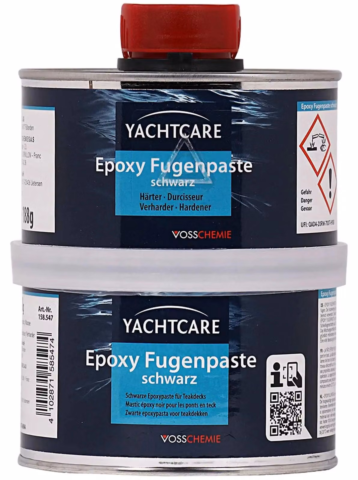 Stucco epossidico nero, bicomponente A+B 500, sigillante per giunti barca
