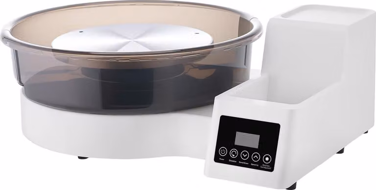 SucceBuy Tornio elettrico da 450 W, tornio da vasaio con piatto girevole da 28/36 cm, disco in Vetroceramica con pedale, velocità regolabile da 30 a 300 giri/min e vasca rimovibile, ideale per l'arte dell'argilla fai da te e per i principianti, bianco