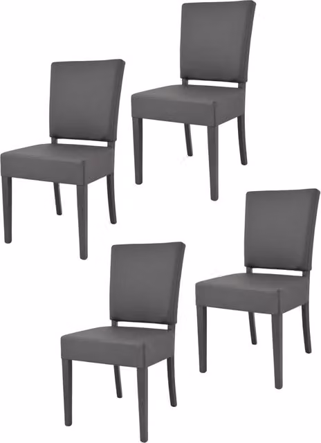 Set 4 sedie Genny Tommychairs, struttura in faggio verniciata in grigio scuro, imbottita e rivestita in finta pelle