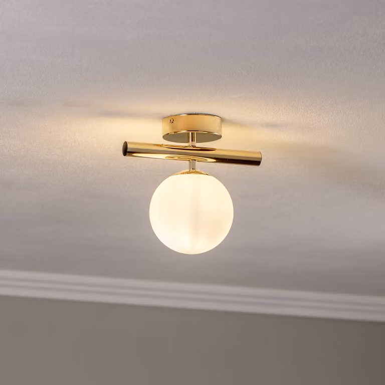 Plafoniera soffitto Linea Domiluce, dimmerabile, Ottone / Oro, Soggiorno / Sala da pranzo, Metallo, Plafoniera