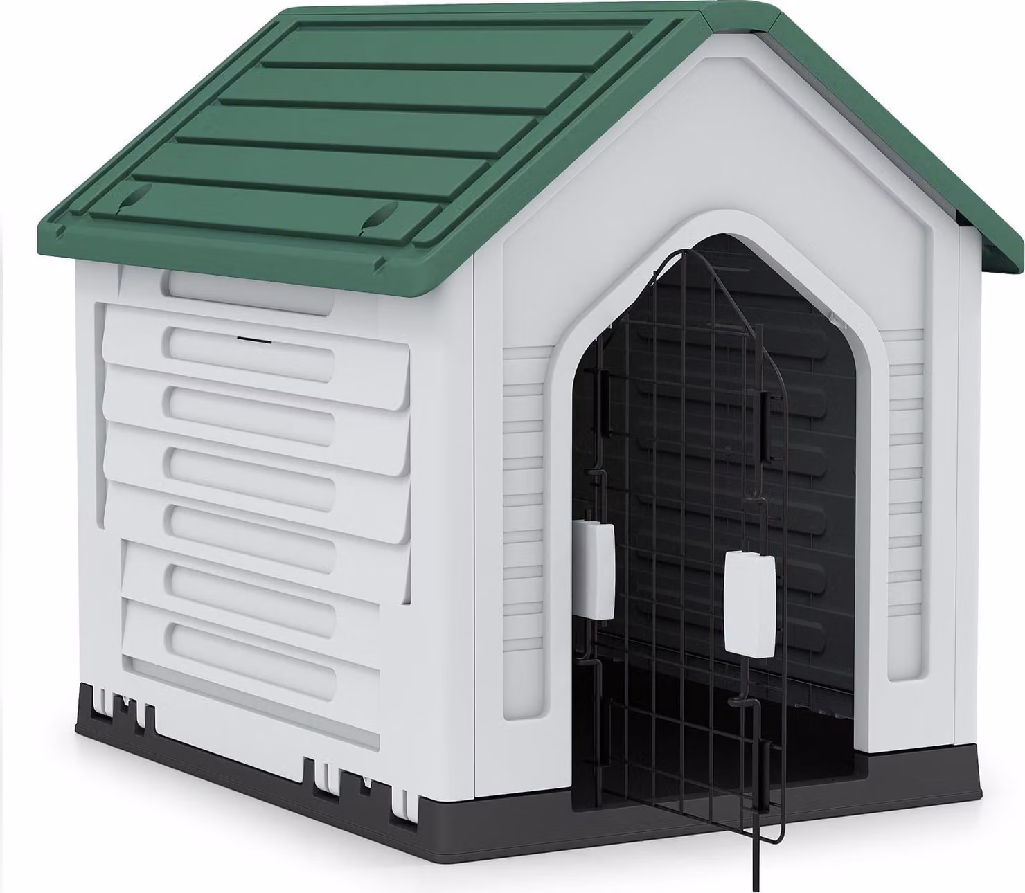 Cuccia per cani in plastica con porta chiudibile a chiave e ventilazione
