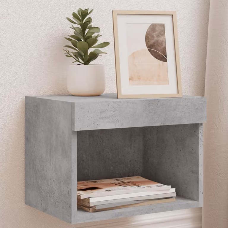 Set di 2 comodini moderni vidaXL con luci LED integrate da appendere alla parete, colore grigio, L 40 cm x P 30 cm x H 30 cm
