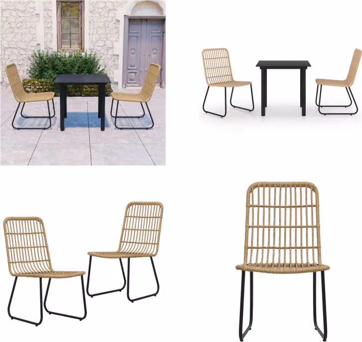 vidaXL Set da pranzo da giardino 3 pezzi in rattan e vetro - Set da pranzo da giardino - Set da pranzo da giardino - Set da pranzo - Set da pranzo