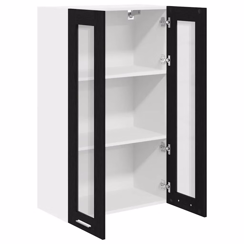 Pensile moderno HELLOSHOP26 per cucina o soggiorno in legno di rovere nero opaco, L: 60 cm, P: 31 cm, H: 100 cm – 2