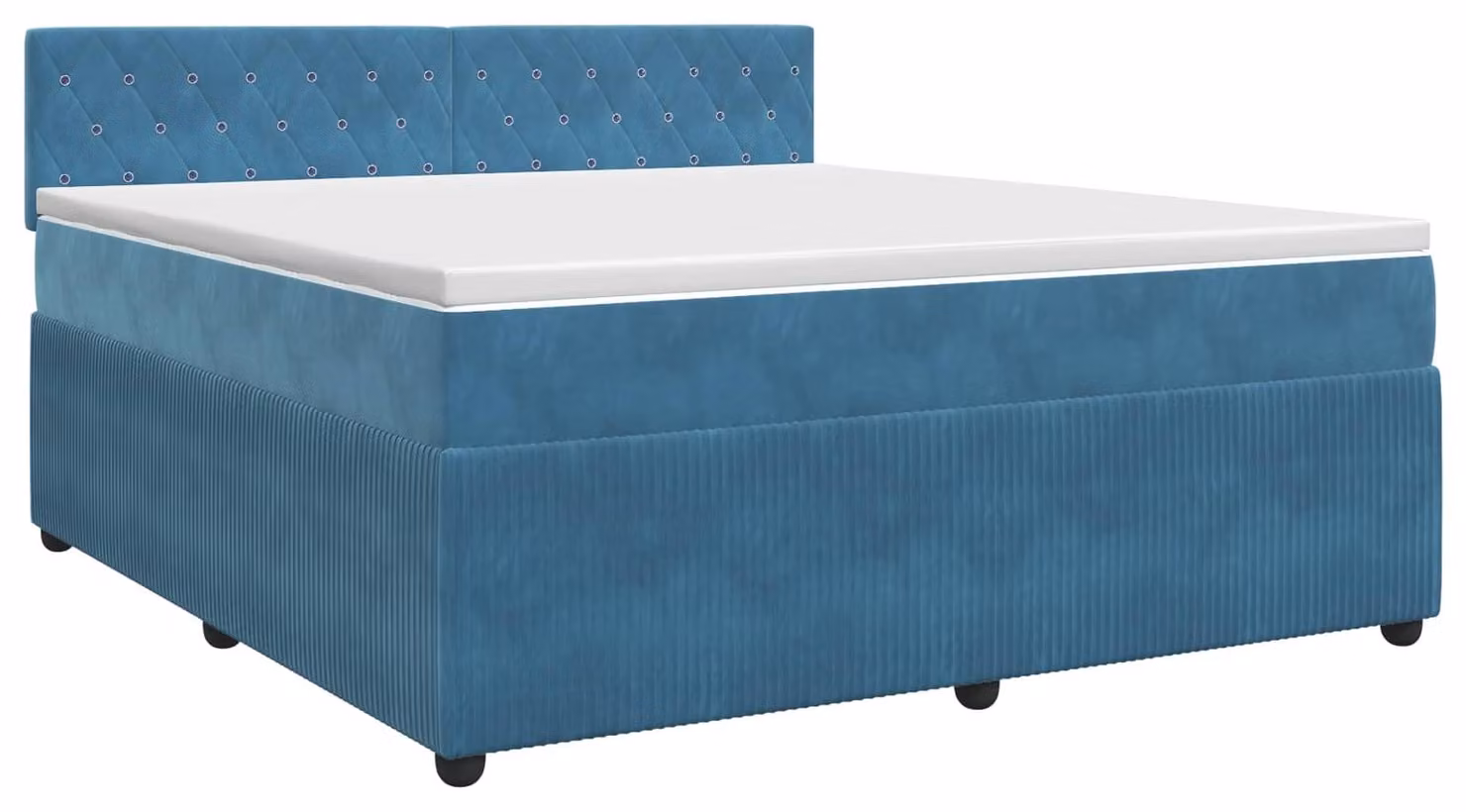 Letto a molle con materasso blu scuro 160 x 200 cm in velluto