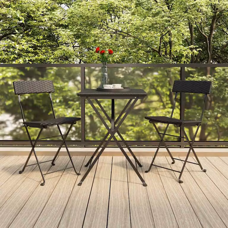 Set di 2 sedie pieghevoli vidaXL in polyrattan e acciaio nero per giardino e terrazza