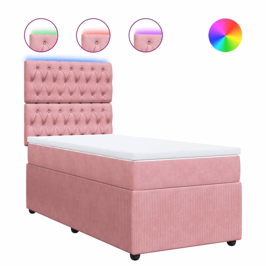 Giroletto a Molle con Materasso Rosa 90x200 cm in Velluto