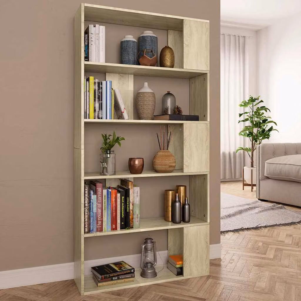 Libreria e Divisorio vidaXL in Legno Ingegnerizzato Rovere Sonoma, L 80 cm x P 24 cm x H 159 cm