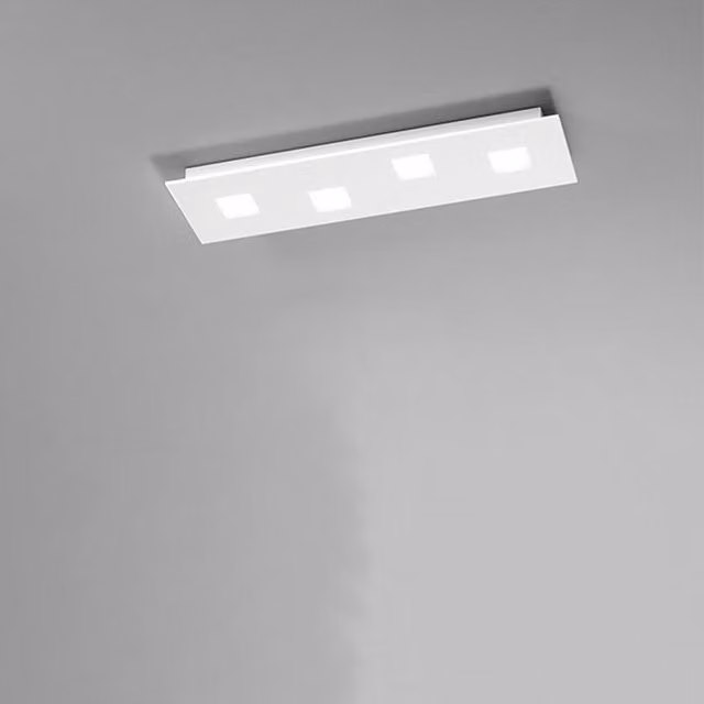 Plafoniera Moderna Pixel Perenz Illumina in Metallo e Vetro Bianco con 4 Luci GX53