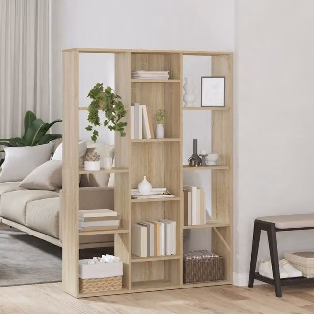 Libreria divisorio vidaXL in legno Rovere, colore marrone e beige, L 100 cm x P 24 cm x H 140 cm