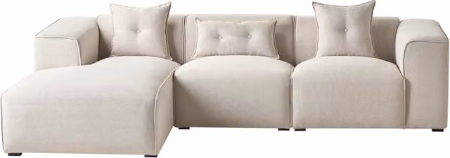 Divano Angolare Beliani Beige con Cuscini Extra in Velluto e Tessuto, Stile Moderno per il tuo Soggiorno, L/P/H: 294 x 170 x 80 cm