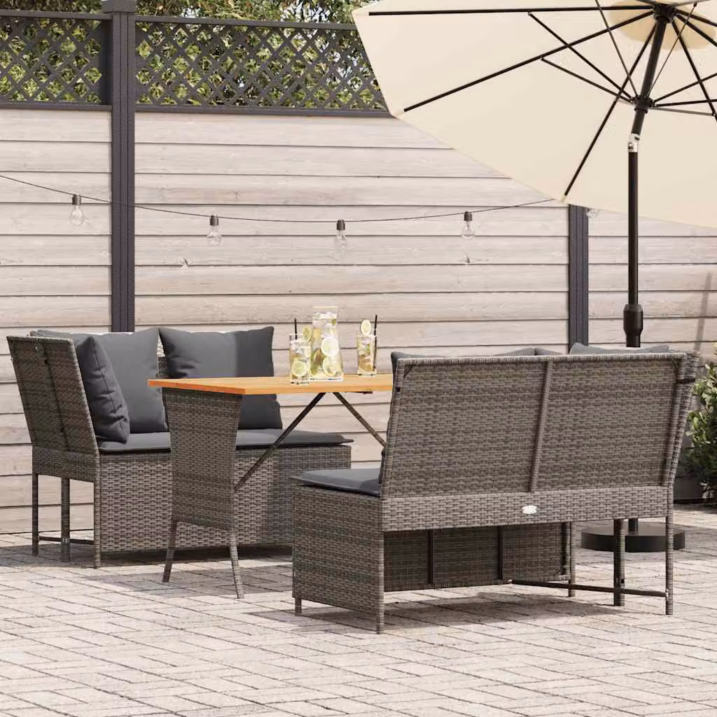 Maison Exclusive - Set da giardino 3 pezzi con cuscini Grigio Poly Rattan