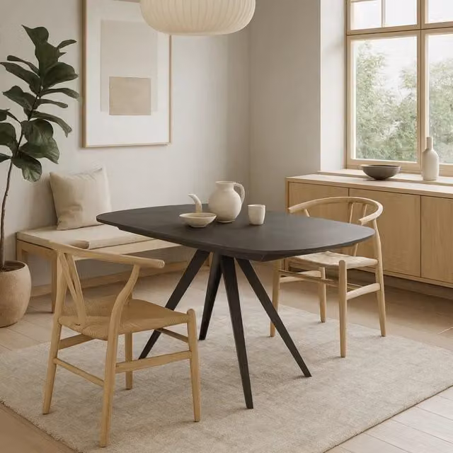 Tavolo da pranzo allungabile Spin Duzzle in ceramica effetto cemento grigio e nero, rettangolare con angoli arrotondati, L/P: 140-200 x 90 cm