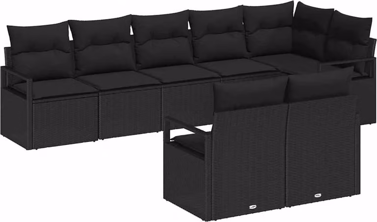 Set di divani 8 pcs Nero polyrattan