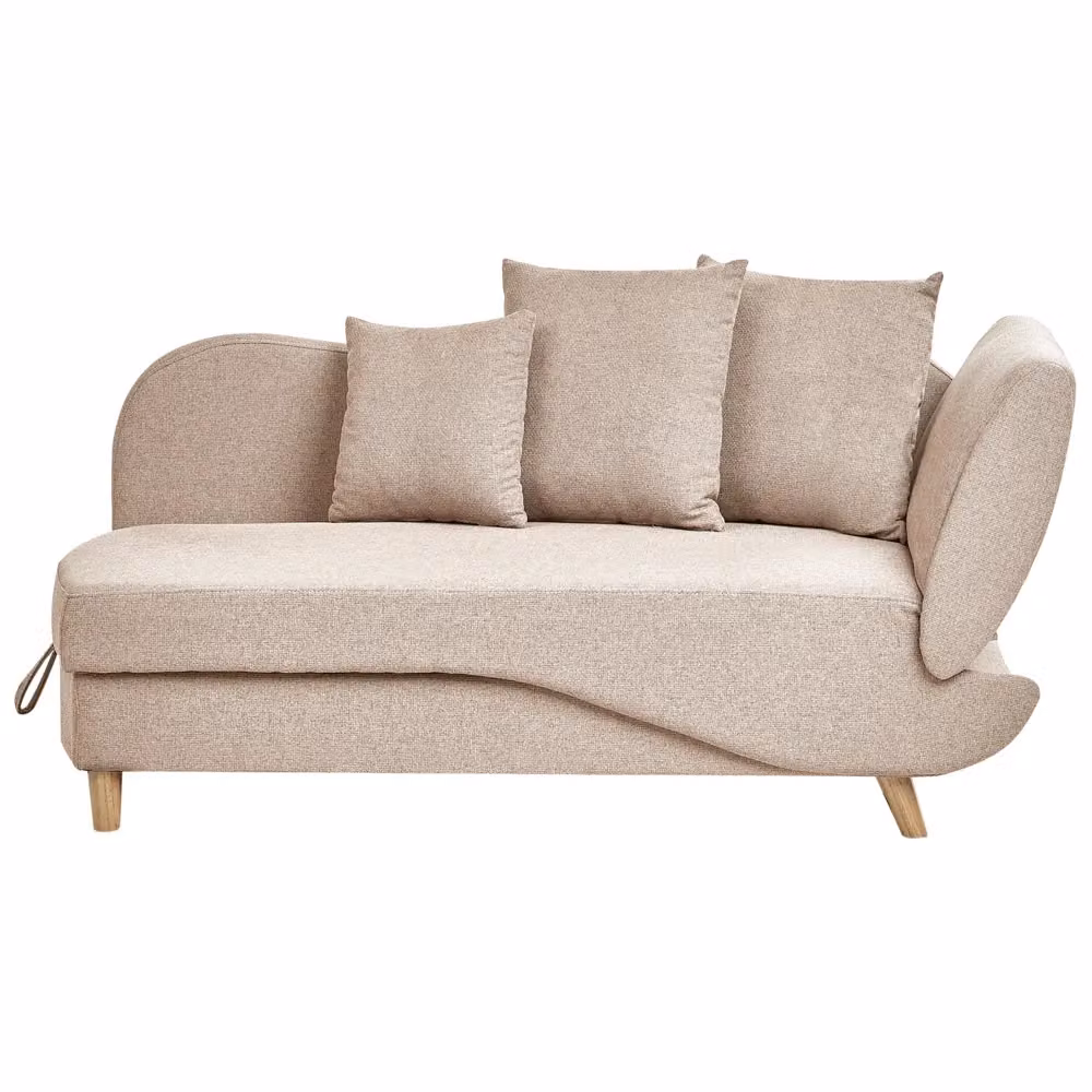 Divano angolare con chaise longue a destra BELIANI in tessuto beige e marrone con contenitore e funzione letto, stile scandinavo per il tuo soggiorno, L/P/H: 235 x 155 x 76 cm – 2