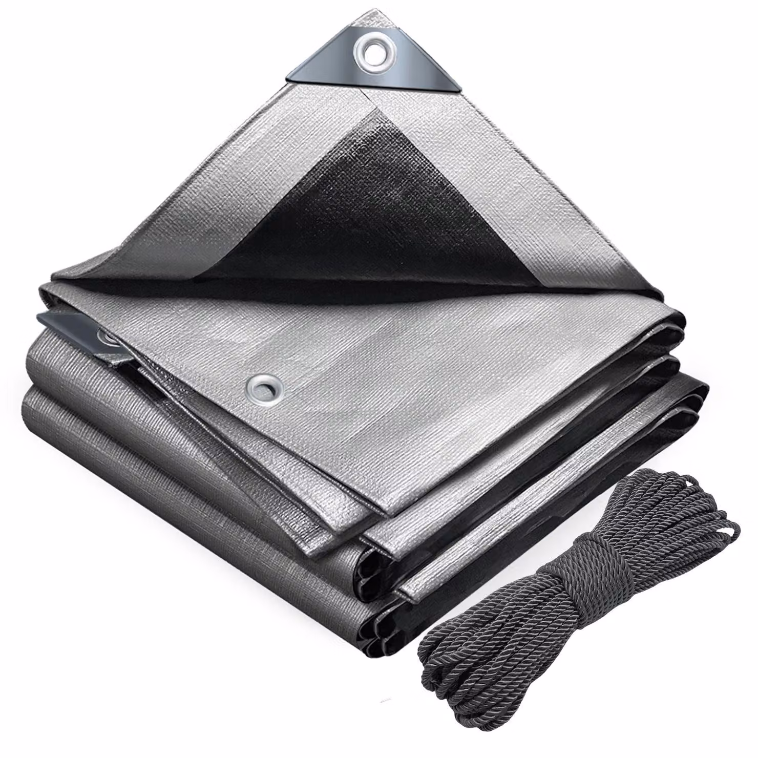VOUNOT® Telo di copertura 1,5 x 6 m, 180 g/m², impermeabile, per autocarri, con occhielli, in tessuto, grigio