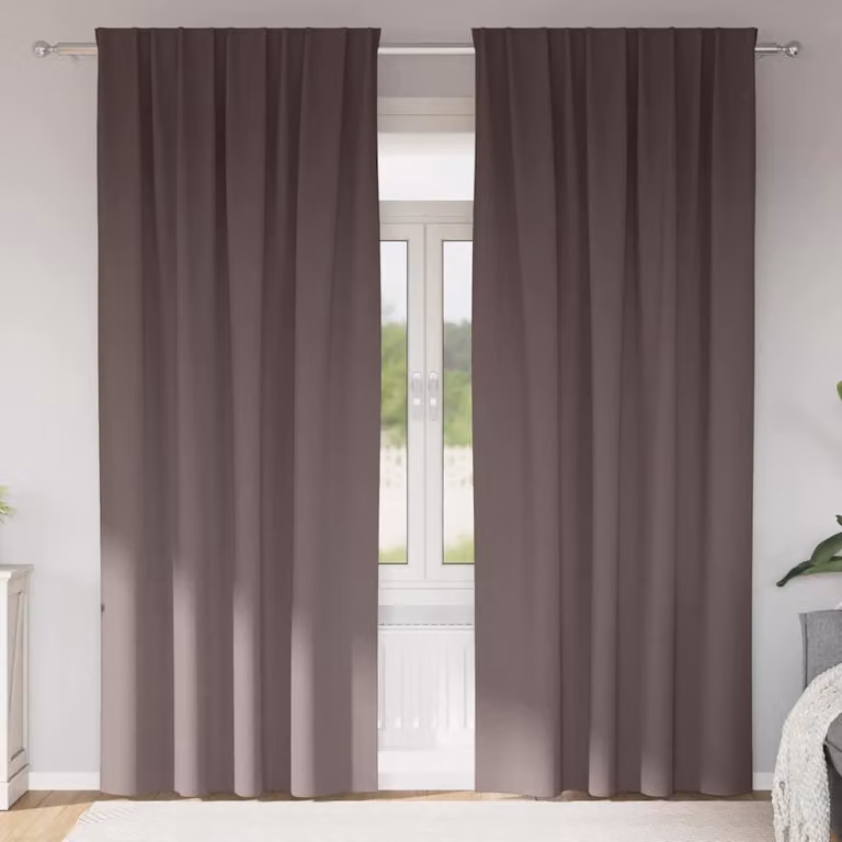 Tende Blackout con Anelli 2 pcs Marrone Scuro 225 x 140 cm