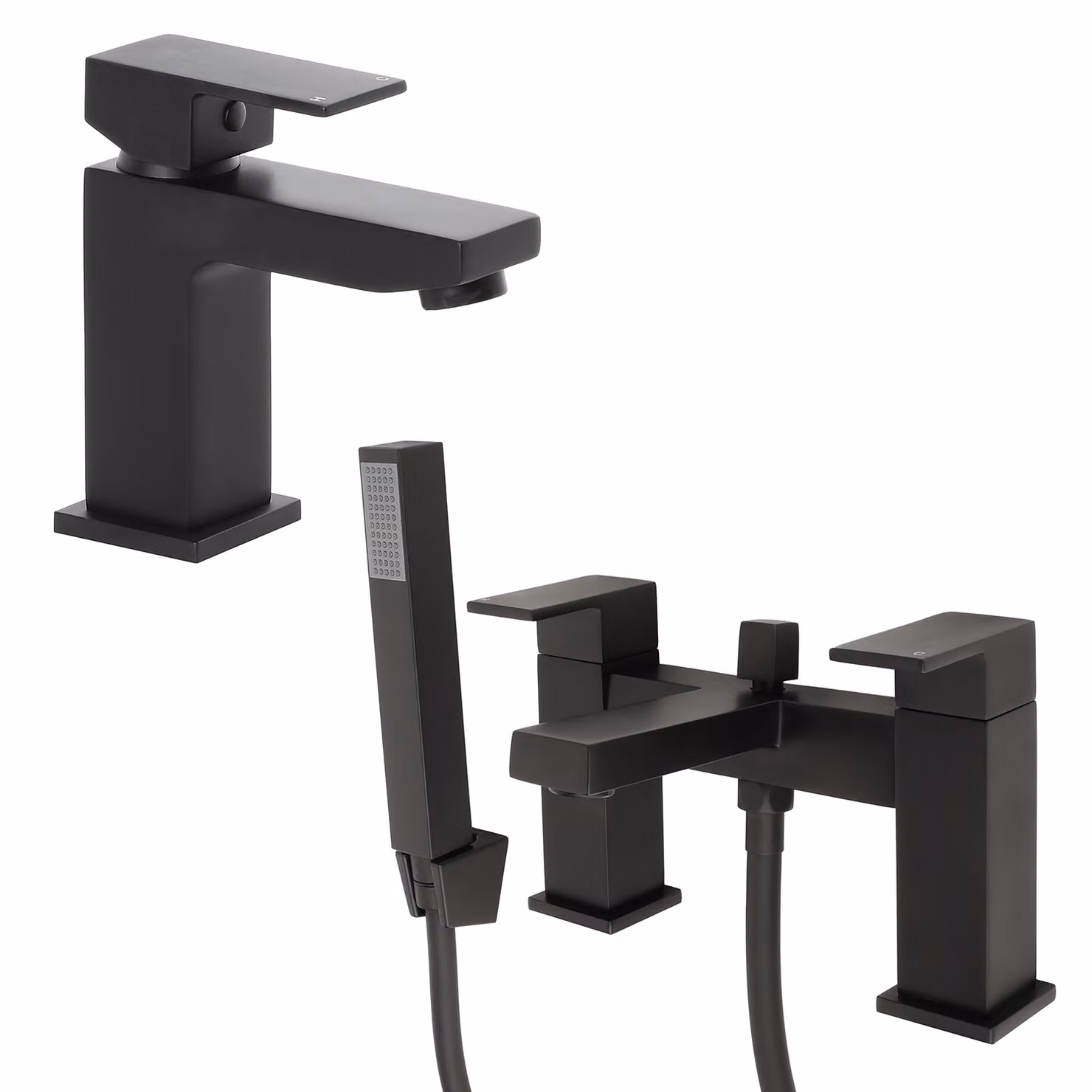 Set di Rubinetti Miscelatori per Lavabo e Vasca da Bagno con Kit Doccia - Nero - Preto