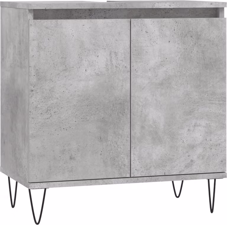 Armadietto da Bagno Grigio Cemento 58x33x60cm Legno Multistrato