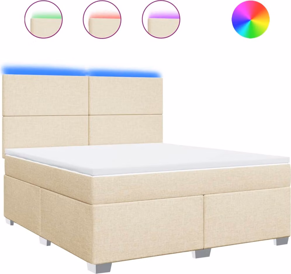 Giroletto a Molle con Materasso Crema 180x200 cm in Tessuto