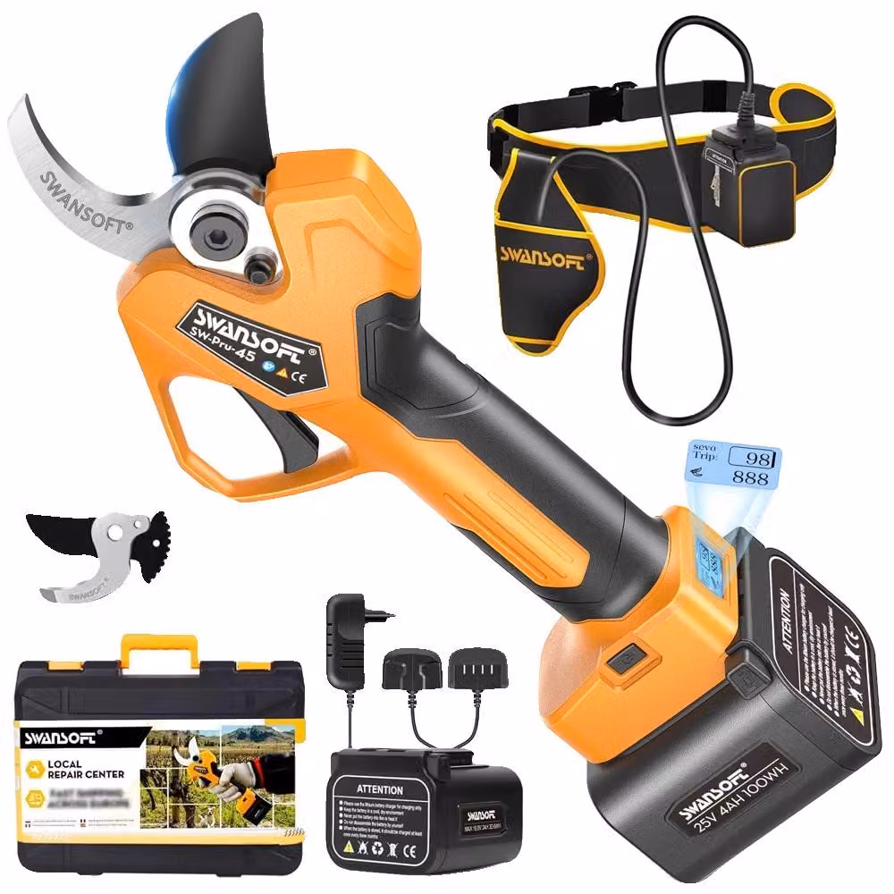 Tagliasiepi elettrici, batteria agli ioni di litio da 25 V, design ergonomico, modello PRU45 Y, due batterie