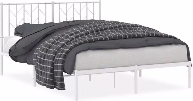 Letto matrimoniale per adulti con testiera in metallo bianco design classico L/P/H: 146 x 200 x 90 cm
