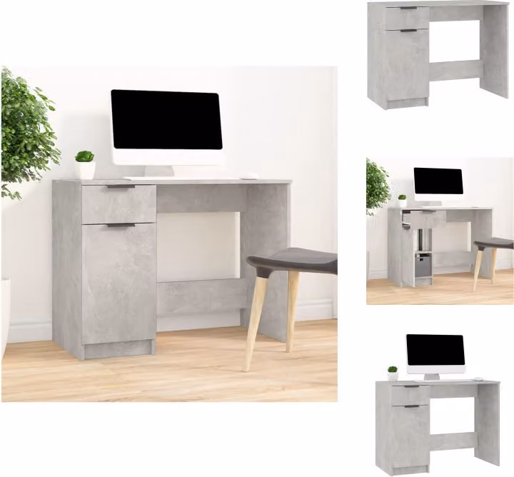 vidaXL Scrivania grigio cemento 100x50x75 cm in legno - Scrivanie