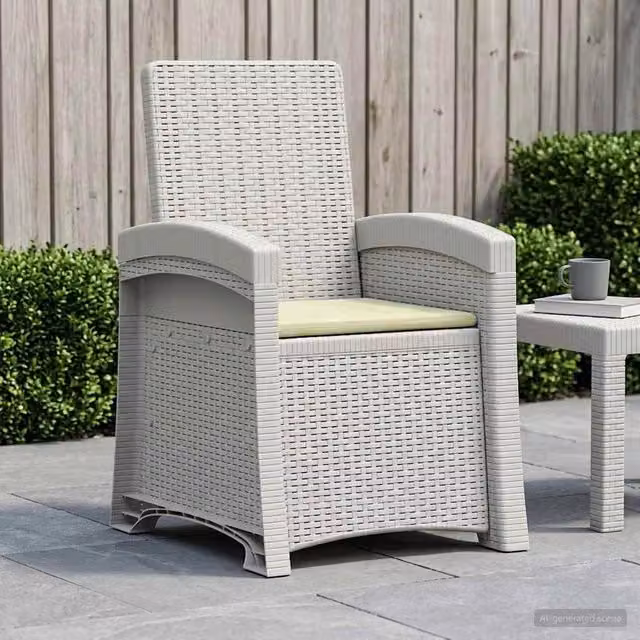 Sedia da giardino reclinabile vidaXL in effetto rattan Bianco e Beige