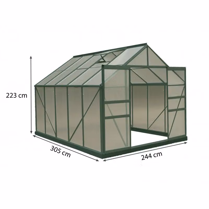 Serra da giardino Foresta SR3024 in alluminio e policarbonato verde L: 244 cm, P: 305 cm, H: 223 cm – 2