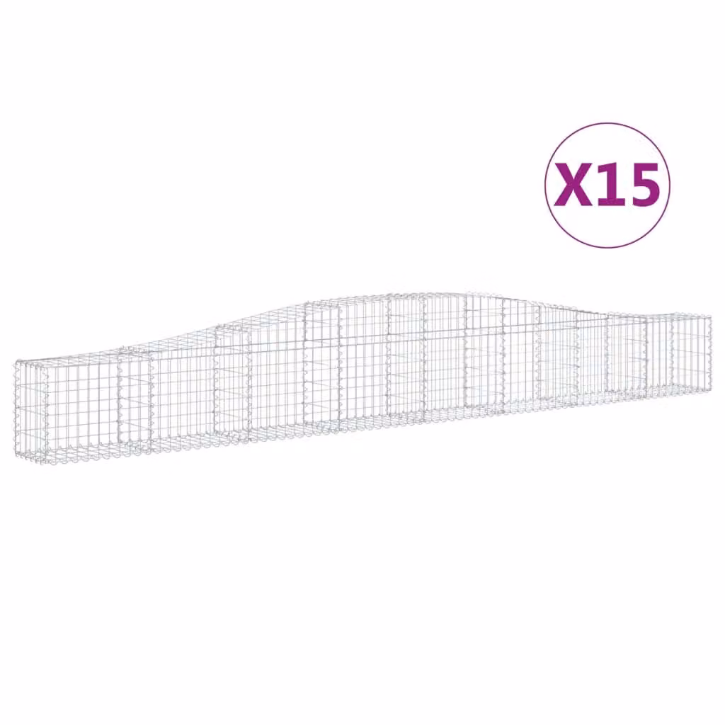Cesti Gabbioni ad Arco 15 pz 400x30x40/60 cm Ferro Zincato