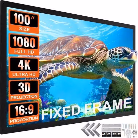 Kit di Proiezione per Cinema Casalingo - Proiettore con Schermo Beamer - Beamer Portatile per Indoor e Outdoor