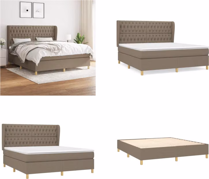 vidaXL Letto boxspring con materasso Taupe 180x200 cm in tessuto - Letto boxspring - Boxspringbetten - Bett - Schlafzimmermöbel