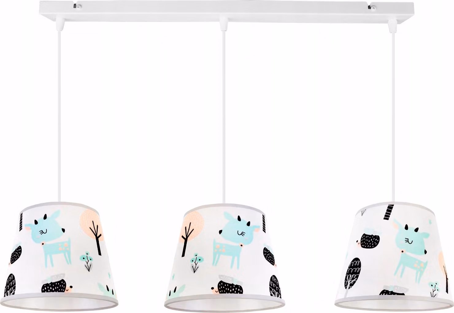 Lampada a sospensione per la stanza dei bambini - Lampada da soffitto - Lampada a sospensione in metallo con paralume - Classico a 3 luci, azzurro e arancione, Bambi