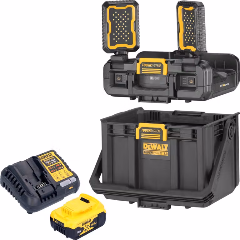 DeWalt DWST08061-1 Cassetta portautensili con luci integrate 395 x 352 x 255 mm ToughSystem 2.0 + 1x batteria ricaricabile 5,0 Ah + caricabatterie
