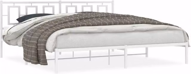 Letto matrimoniale | Letto per adulti | Giroletto con Testiera Metallo Bianco 200x200 cm